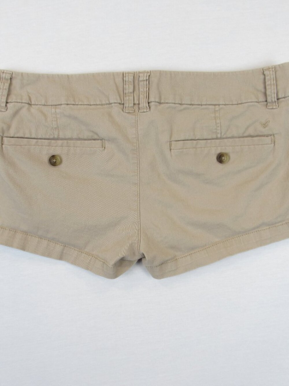 American Eagle Outfitters Micro Mini Shorts Junior's 6 Khaki Stretch Low Rise - Picture 3 of 5